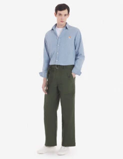 BUTTON DOWN CLASSIC SHIRT WITH INSTITUTIONAL FOXHEAD PATCH IN CHAMBRAY -Maisonkitsune Store lm00404wc5006 p471 11