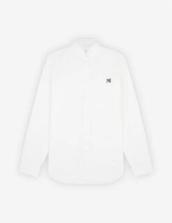 BUTTON DOWN CLASSIC SHIRT WITH GREY FOX HEAD PATCH IN OXFORD