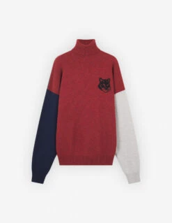 FOX HEAD INTARSIA COMFORT HIGH NECK JUMPER IN COLO