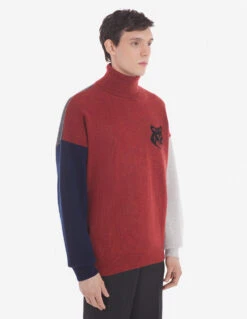 FOX HEAD INTARSIA COMFORT HIGH NECK JUMPER IN COLO -Maisonkitsune Store lm00810kt1063 m670 12