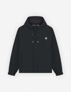HOODED WINDBREAKER IN NYLON WITH GREY FOX HEAD PATCH