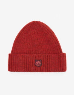 BOLD FOX HEAD PATCH RIBBED BEANIE