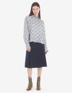 BOXY SHIRT WITH CONCEALED PLACKET IN FLORAL PRINT -Maisonkitsune Store lw00405wf4017 m175 11