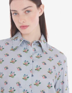 BOXY SHIRT WITH CONCEALED PLACKET IN FLORAL PRINT -Maisonkitsune Store lw00405wf4017 m175 15