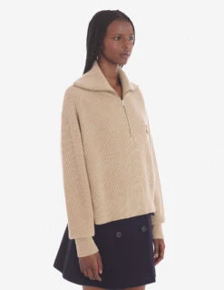 BOLD FOX HEAD PATCH HALF ZIP RIBBED JUMPER -Maisonkitsune Store lw00809kt1093 h251 12