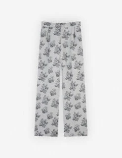 DOUBLE PLEAT TAILORED PANTS IN FLOWERS JACQUARD
