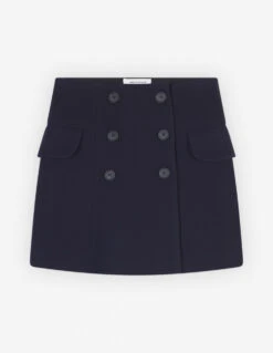 MINI A-LINE WRAP SKIRT IN TEXTURISED WOOL BLEND TW