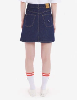 MINI A-LINE SKIRT IN INDIGO DENIM 12 MINI A-LINE SKIRT IN INDIGO DENIM -Maisonkitsune Store lw01504ww0081 p471 14