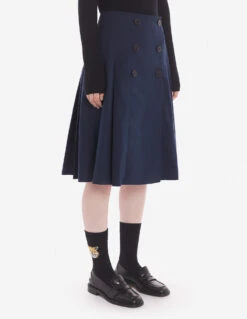 KNEE PLEATED WRAP SKIRT IN COTTON POPLIN -Maisonkitsune Store lw01508wc0030 p476 12