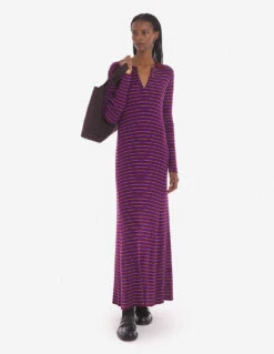 TONAL FOX HEAD PATCH FINE RIBBED DRESS WITH STRIPE -Maisonkitsune Store lw01601kt1091 s101 11