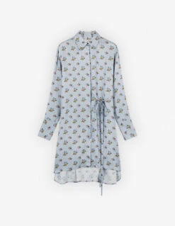 KNEE SHIRT DRESS IN FLORAL PRINTED VISCOSE TWILL