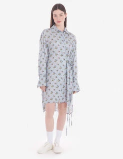 KNEE SHIRT DRESS IN FLORAL PRINTED VISCOSE TWILL -Maisonkitsune Store lw01607wf4017 m175 11