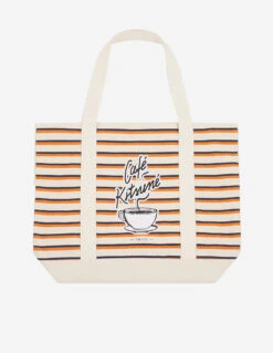 COFFEE CUP STRIPED SHOPPING BAG