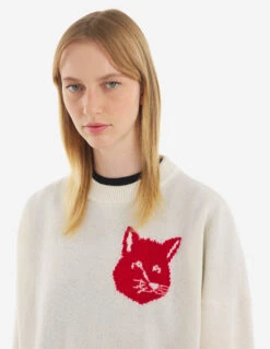 FOX HEAD INTARSIA CONFORT JUMPER -Maisonkitsune Store spcnw00505 p700 13